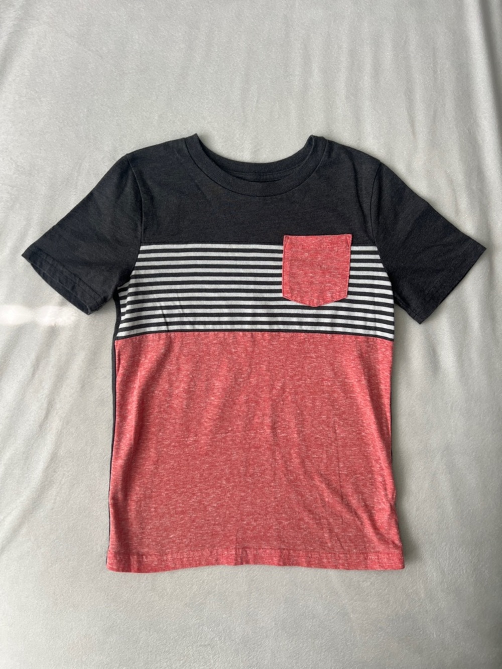jumping beans Black & Red Striped Colorblock Pocket Tee